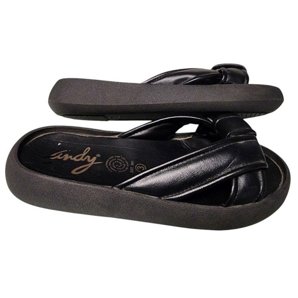 Andy Black Synthetic Leather Slides Size US 6.5 Comfort Mexico Boho